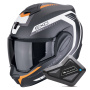 Casque Modulare Apribile Scorpion Exo Tech Evo Carbon Cosy Matt Black Orange + Kit Bluetooth BT Mini