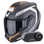 Casque Modulare Apribile Scorpion Exo Tech Evo Carbon Cosy Matt Black Orange + Kit Bluetooth Lokui K30
