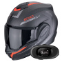 Casque Modulare Apribile Scorpion Exo Tech Evo Carbon Cosy Matt Black Red + Kit bluetooth 5R Lite