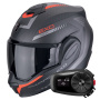Casque Modulare Apribile Scorpion Exo Tech Evo Carbon Cosy Matt Black Red + Kit Bluetooth 5S Solo
