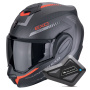 Casque Modulare Apribile Scorpion Exo Tech Evo Carbon Cosy Matt Black Red + Kit Bluetooth BT Mini