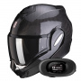 Casque Modulare Apribile Scorpion Exo Tech Evo Carbon Solid Black + Kit bluetooth 5R Lite