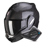 Casque Modulare Apribile Scorpion Exo Tech Evo Carbon Solid Black + Kit Bluetooth BT Mini