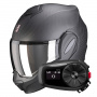 Casque Modulare Apribile Scorpion Exo Tech Evo Carbon Solid Matt Black + Kit Bluetooth 5S