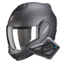 Casque Modulare Apribile Scorpion Exo Tech Evo Carbon Solid Matt Black + Kit Bluetooth BT Mini