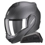 Casque Modulare Apribile Scorpion Exo Tech Evo Carbon Solid Matt Black + Kit bluetooth Exo-Com Link-1