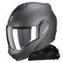 Casque Modulare Apribile Scorpion Exo Tech Evo Carbon Solid Matt Black + Kit bluetooth Exo-Com Link-1C