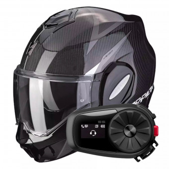 Modulare Apribile Scorpion Exo Tech Evo Carbon Top Black White + Kit Bluetooth 5S