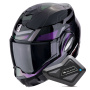 Casque Modulare Apribile Scorpion Exo Tech Evo Conquer Black Chameleon + Kit Bluetooth BT Mini