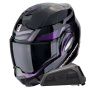 Casque Modulare Apribile Scorpion Exo Tech Evo Conquer Black Chameleon + Kit bluetooth Exo-Com Link-1