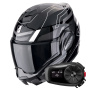 Casque Modulare Apribile Scorpion Exo Tech Evo Conquer Black White + Kit Bluetooth 5S Solo