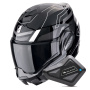 Casque Modulare Apribile Scorpion Exo Tech Evo Conquer Black White + Kit Bluetooth BT Mini