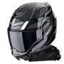 Casque Modulare Apribile Scorpion Exo Tech Evo Conquer Black White + Kit bluetooth Exo-Com Link-1C