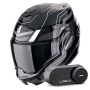 Casque Modulare Apribile Scorpion Exo Tech Evo Conquer Black White + Kit Bluetooth Lokui K30