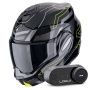 Casque Modulare Apribile Scorpion Exo Tech Evo Conquer Black Yellow Fluo + Kit Bluetooth Lokui K30