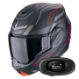 Casque Modulare Apribile Scorpion Exo Tech Evo Conquer Matt Black Red + Kit bluetooth 5R Lite Solo