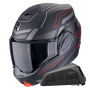 Casque Modulare Apribile Scorpion Exo Tech Evo Conquer Matt Black Red + Kit bluetooth Exo-Com Link-1