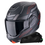 Casque Modulare Apribile Scorpion Exo Tech Evo Conquer Matt Black Red + Kit bluetooth Exo-Com Link-1C