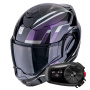Casque Modulare Apribile Scorpion Exo Tech Evo Furio Black Chameleon + Kit Bluetooth 5S Solo