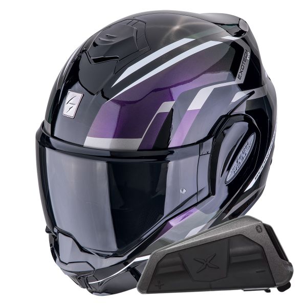 Modulare Apribile Scorpion Exo Tech Evo Furio Black Chameleon + Kit bluetooth Exo-Com Link-1 Modulare Apribile Scorpion Exo Tech Evo Furio Black Chameleon + Kit bluetooth Exo-Com Link-1