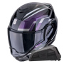Casque Modulare Apribile Scorpion Exo Tech Evo Furio Black Chameleon + Kit bluetooth Exo-Com Link-1