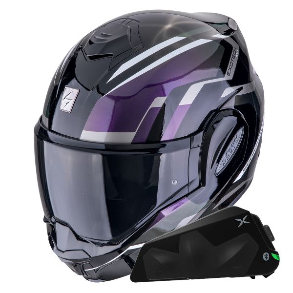 Modulare Apribile Scorpion Exo Tech Evo Furio Black Chameleon + Kit bluetooth Exo-Com Link-1C Modulare Apribile Scorpion Exo Tech Evo Furio Black Chameleon + Kit bluetooth Exo-Com Link-1C