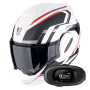 Casque Modulare Apribile Scorpion Exo Tech Evo Furio Matt White Black Red + Kit bluetooth 5R Lite Solo