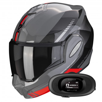 Modulare Apribile Scorpion Exo Tech Evo Genre Grey Black Red + Kit bluetooth 5R Lite