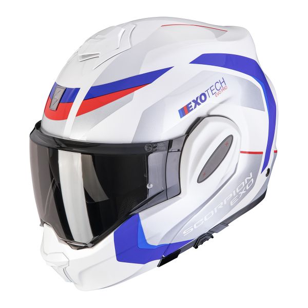 Modulare Apribile Scorpion Exo Tech Evo Pro Acuti White Blue Red Modulare Apribile Scorpion Exo Tech Evo Pro Acuti White Blue Red