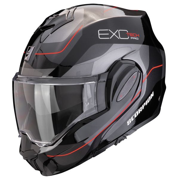 Modulare Apribile Scorpion Exo Tech Evo Pro Commuta Black Silver Red Modulare Apribile Scorpion Exo Tech Evo Pro Commuta Black Silver Red