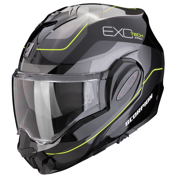 Modulare Apribile Scorpion Exo Tech Evo Pro Commuta Black Silver Yellow Modulare Apribile Scorpion Exo Tech Evo Pro Commuta Black Silver Yellow