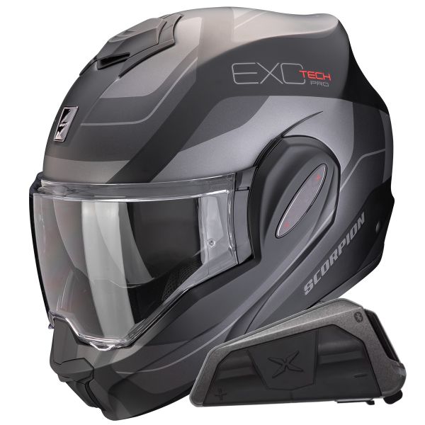 Modulare Apribile Scorpion Exo Tech Evo Pro Commuta Matt Black + Kit bluetooth Exo-Com Link-1