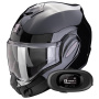 Casque Modulare Apribile Scorpion Exo Tech Evo Pro Solid Black + Kit bluetooth 5R Lite
