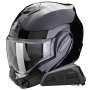 Casque Modulare Apribile Scorpion Exo Tech Evo Pro Solid Black + Kit bluetooth Exo-Com Link-1