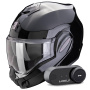 Casque Modulare Apribile Scorpion Exo Tech Evo Pro Solid Black + Kit Bluetooth Lokui K30