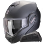 Casque Modulare Apribile Scorpion Exo Tech Evo Pro Solid Black Matt + Kit bluetooth Exo-Com Link-1