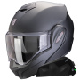 Casque Modulare Apribile Scorpion Exo Tech Evo Pro Solid Black Matt + Kit bluetooth Exo-Com Link-1C