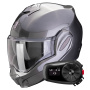 Casque Modulare Apribile Scorpion Exo Tech Evo Pro Solid Grey + Kit Bluetooth 5S