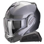 Casque Modulare Apribile Scorpion Exo Tech Evo Pro Solid Grey + Kit bluetooth Exo-Com Link-1