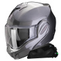 Casque Modulare Apribile Scorpion Exo Tech Evo Pro Solid Grey + Kit bluetooth Exo-Com Link-1C