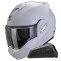 Casque Modulare Apribile Scorpion Exo Tech Evo Pro Solid Light Grey + Kit bluetooth Exo-Com Link-1