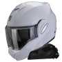 Casque Modulare Apribile Scorpion Exo Tech Evo Pro Solid Light Grey + Kit bluetooth Exo-Com Link-1C