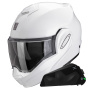 Casque Modulare Apribile Scorpion Exo Tech Evo Pro White + Kit bluetooth Exo-Com Link-1C