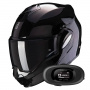 Casque Modulare Apribile Scorpion Exo Tech Evo Solid Black + Kit bluetooth 5R Lite