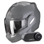 Casque Modulare Apribile Scorpion Exo Tech Evo Solid Cement Grey + Kit Bluetooth Lokui K30