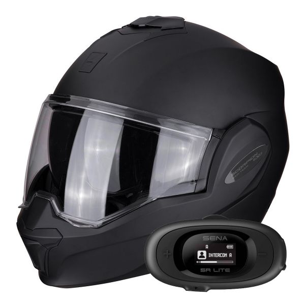 Modulare Apribile Scorpion Exo Tech Evo Solid Matt Black + Kit bluetooth 5R Lite