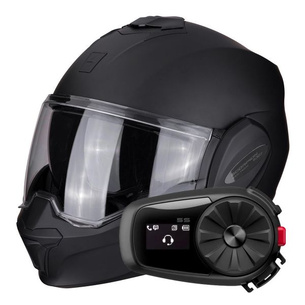 Modulare Apribile Scorpion Exo Tech Evo Solid Matt Black + Kit Bluetooth 5S