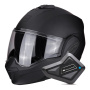 Casque Modulare Apribile Scorpion Exo Tech Evo Solid Matt Black + Kit Bluetooth BT Mini
