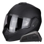Casque Modulare Apribile Scorpion Exo Tech Evo Solid Matt Black + Kit bluetooth Exo-Com Link-1