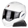 Casque Modulare Apribile Scorpion Exo Tech Evo Solid White + Kit bluetooth Exo-Com Link-1